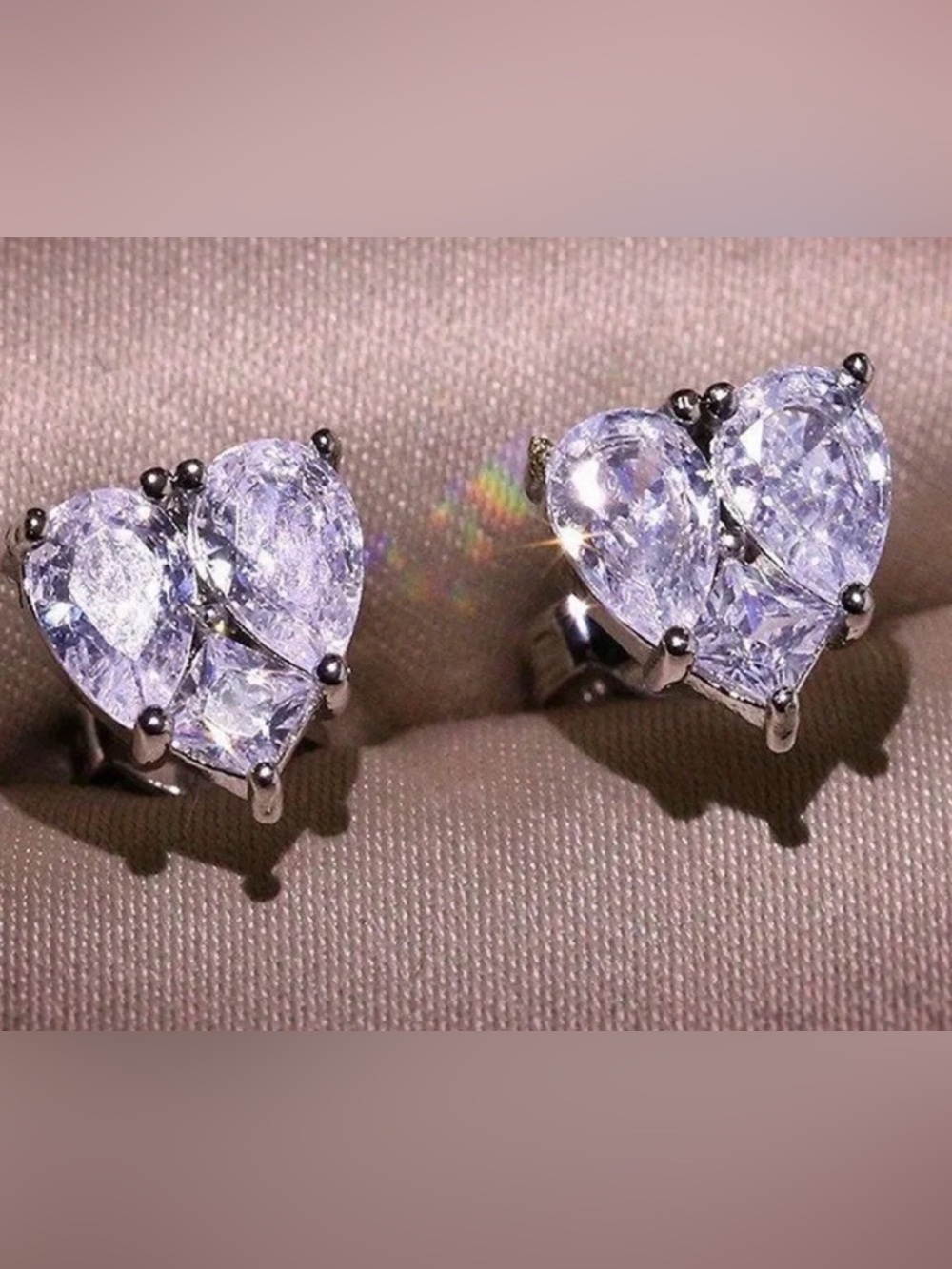 Cubic Zirconia Heart Shape stud Earrings